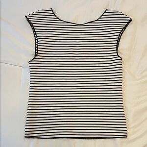 Maeve Black and White Striped Backless Tank Top